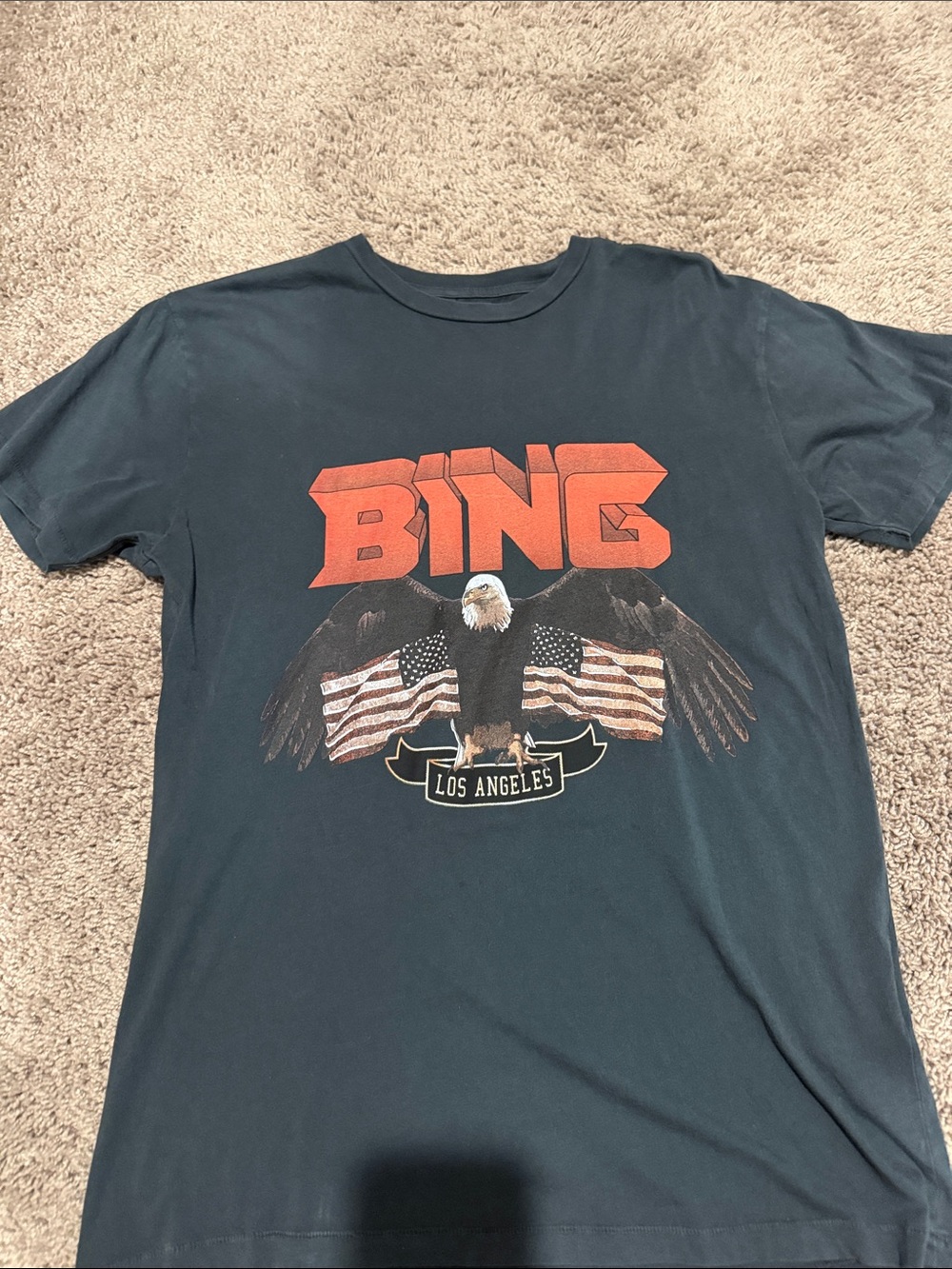 Anine BIng Black Tee with Red BING and Eagle Graphic